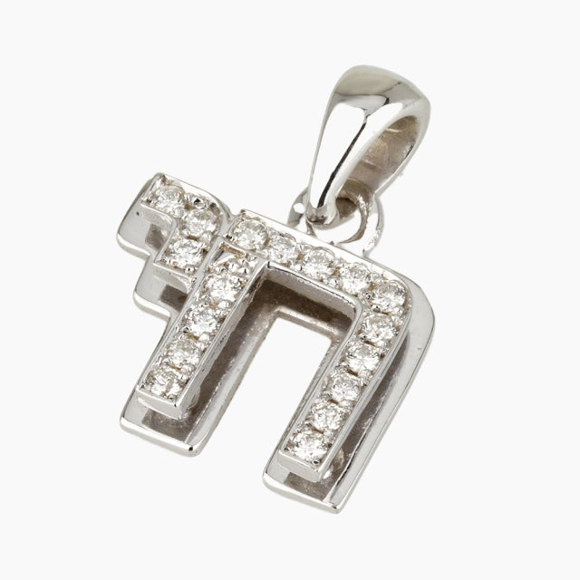 Pendentif Chai en or 18 carats avec diamants