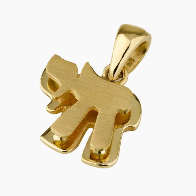 14K Gold Chai Double layer unique Pendant