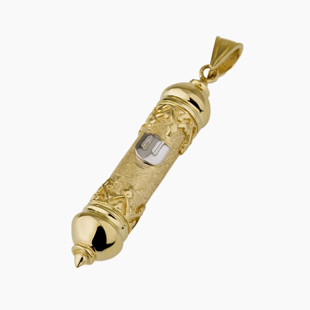 Handcrafted 14K Solid Gold Long Mezuzah Pendant